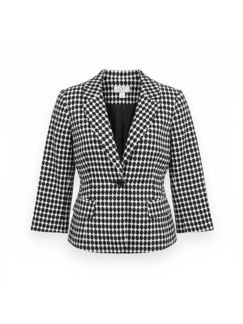 Ann Taylor Loft Women Black & White Blazer Jacket Size 4P Petites